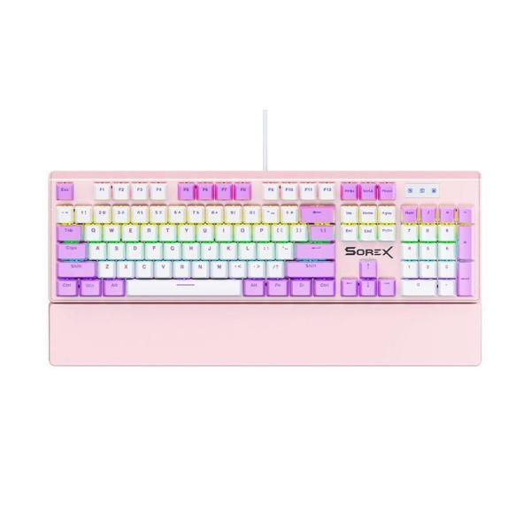 Bàn phím máy tính gaming cơ có dây Sorex SK105 Pink White