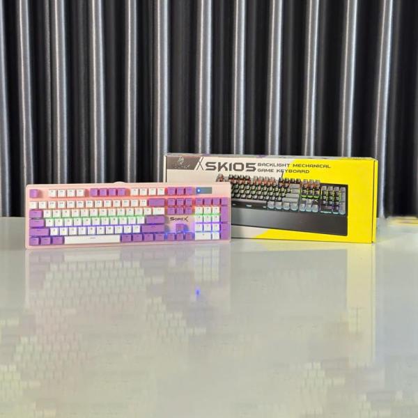 Bàn phím máy tính gaming cơ có dây Sorex SK105 Pink White