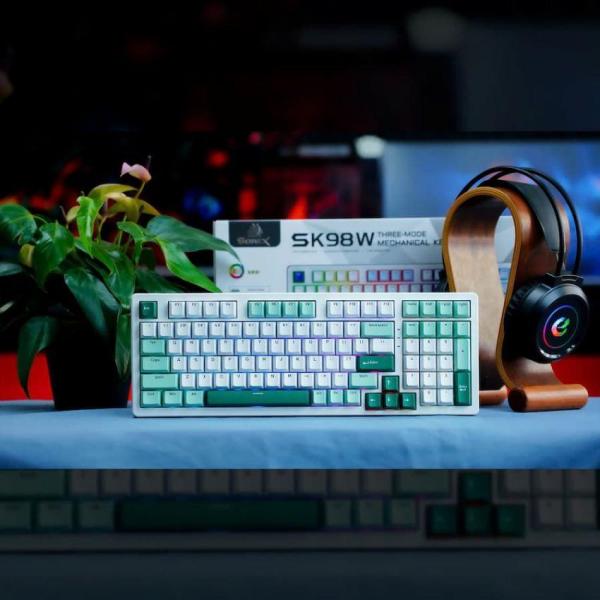 Bàn phím máy tính gaming không dây Sorex SK98W Green Wild Rgb 3 mode