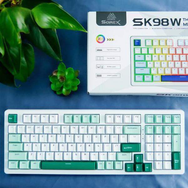 Bàn phím máy tính gaming không dây Sorex SK98W Green Wild Rgb 3 mode